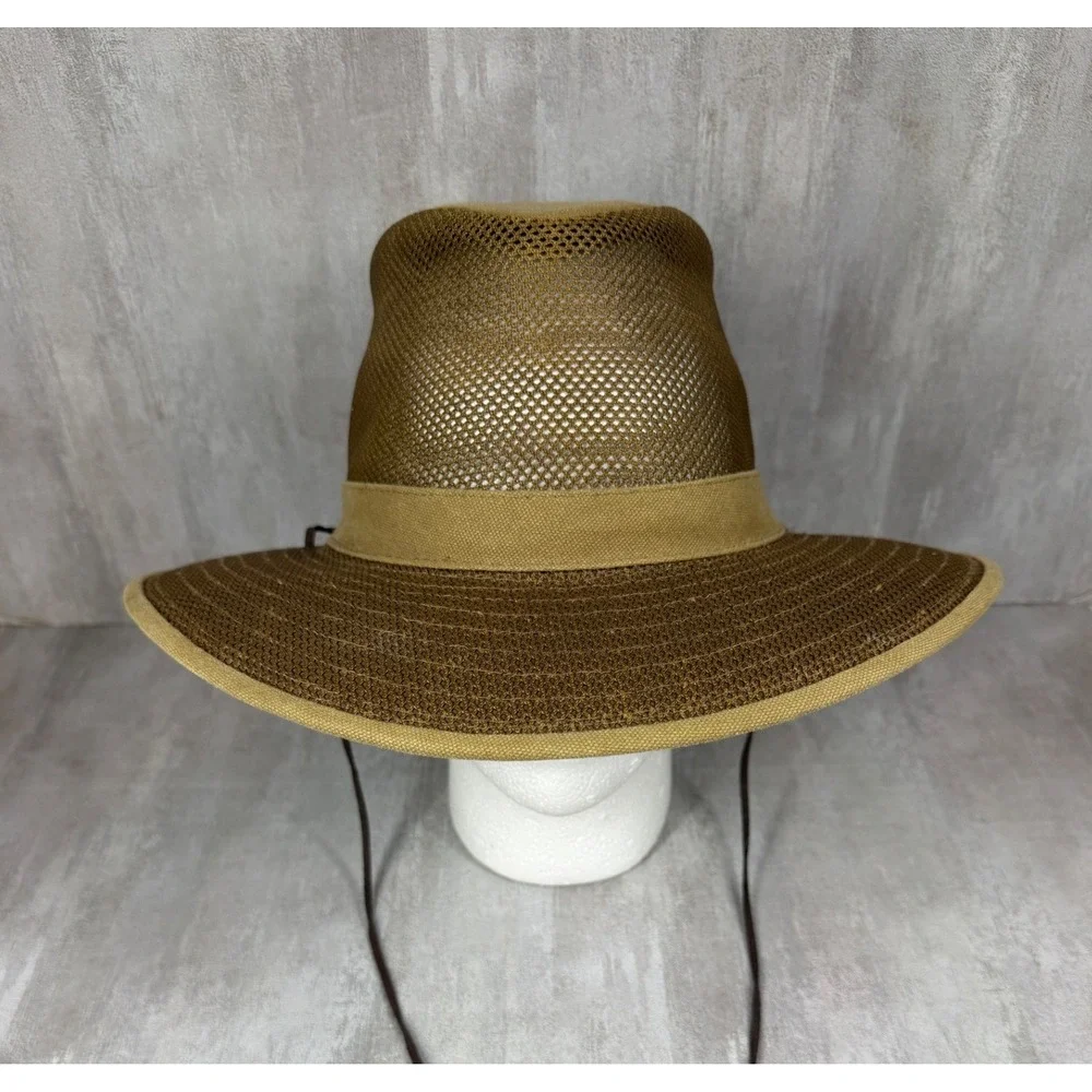 Henschel Hat Co Breezer Mesh Safari Sun Hat Tan Cotton Mens XL Adjustable Cord